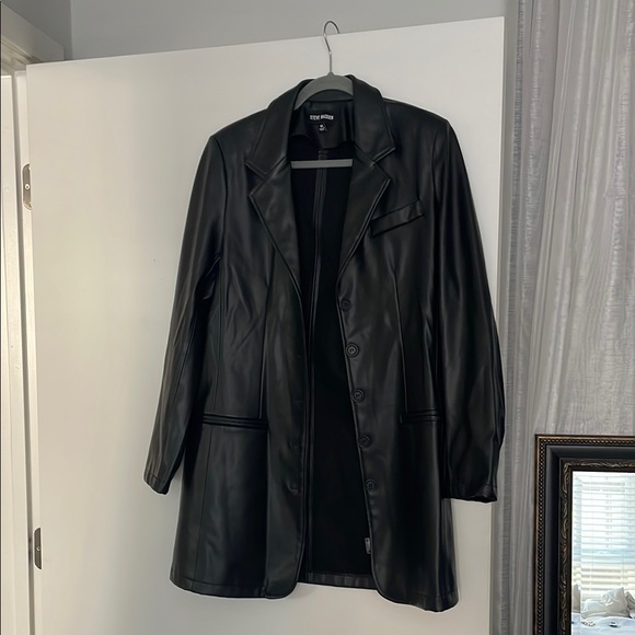 Steve Madden Black pleather trench Jacket - Picture 1 of 4